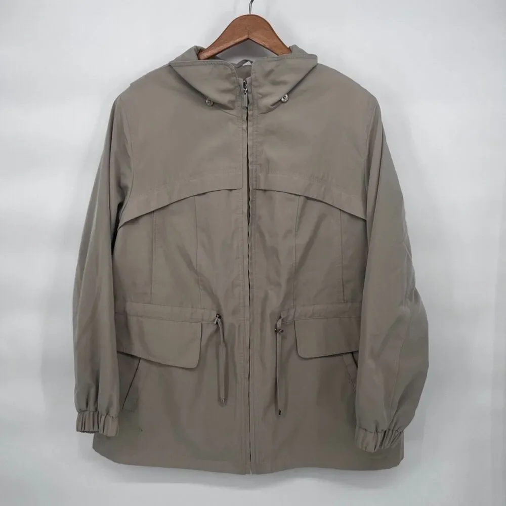 FS Limited Khaki Utility Jacket Zip Drawstring Waist Wind Rain Jacket Sz 1X‎